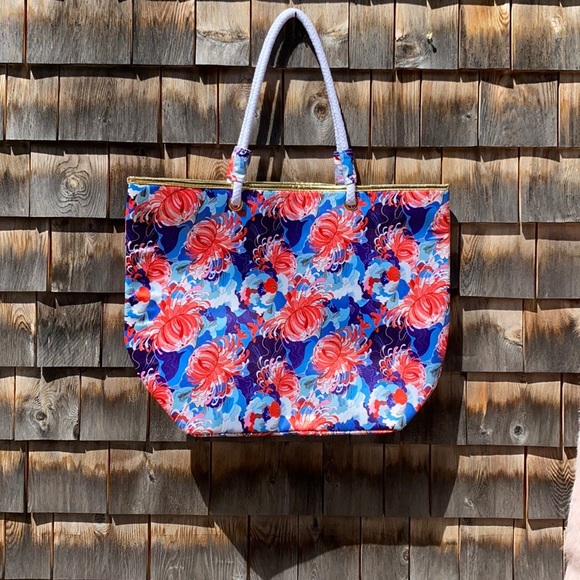 NWT The Paper Store Floral Beach Bag Tote - Picture 4 of 10